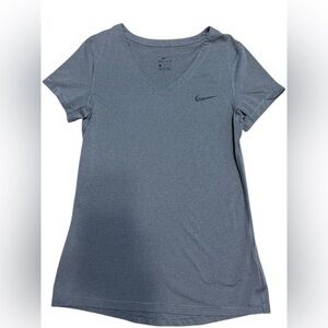 Women's Nike Dri-Fit V-neck Tee Shirt Size Medium Grey Black Swoosh